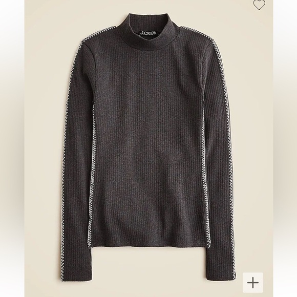 J crew heather charcoal Premium rib turtleneck with whipstitch trim - Picture 1 of 3